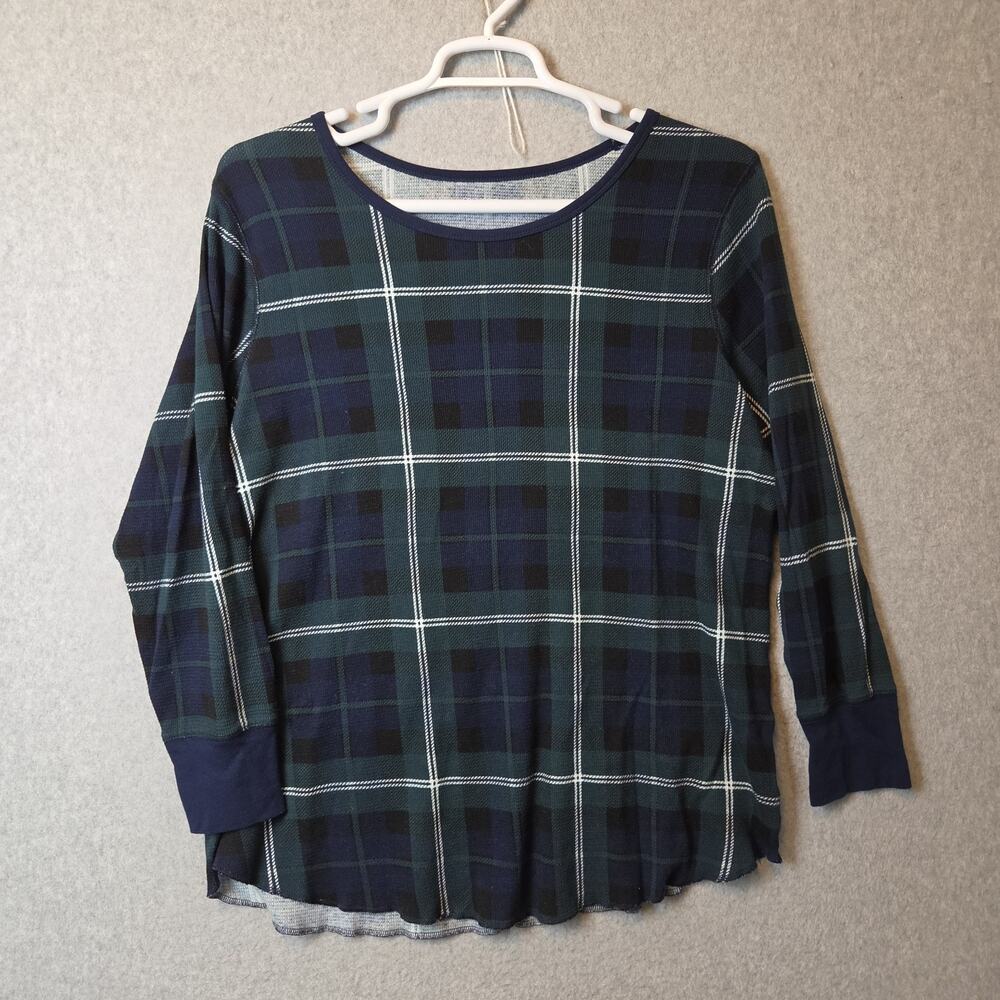 Old Navy Green Navy Blackwatch Plaid Waffle Knit Thermal Pajama Top Plus 3X